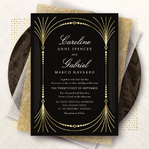 Elegant Art Deco Nouveau Wedding Foil Invitation