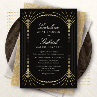 Elegant Art Deco Nouveau Wedding Foil Invitation