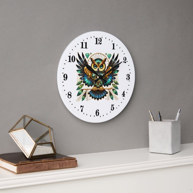Elegant art deco owl large clock (Office)