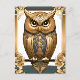 Elegant Art Deco Owl Postcard