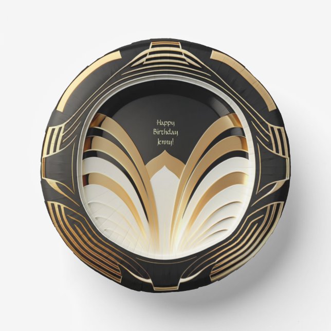 Elegant Art Deco Paper Bowls - Personalized (Front)
