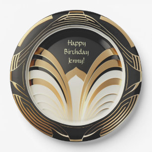 Elegant Art Deco Paper Plates - Personalized