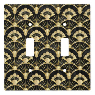 Elegant Art Deco pattern black gold  Light Switch Cover