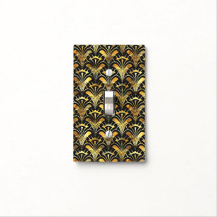 Elegant Art Deco pattern black gold Light Switch Cover