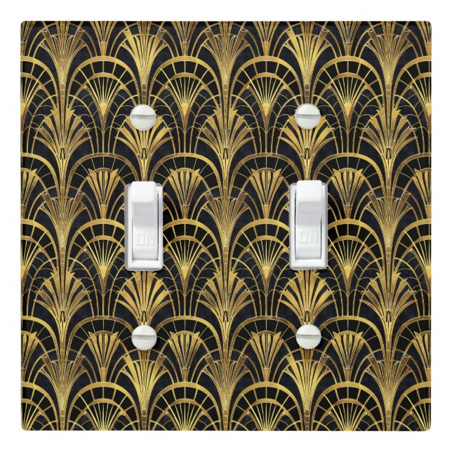 Elegant Art Deco pattern black gold  Light Switch Cover (In Situ)