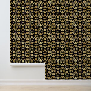 Elegant Art Deco Pattern Gold Black Wallpaper