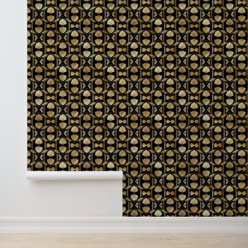 Elegant Art Deco Pattern Gold Black Wallpaper