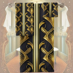 Elegant art deco pattern in black and gold bath towel set