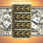 Elegant art deco pattern in black and gold gold finish money clip<br><div class="desc">Elegant art deco pattern in trendy colors black and gold. Unique money clip - great gift for him!</div>