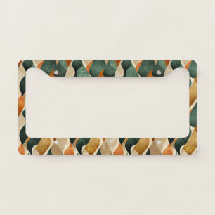 Elegant Art Deco Pattern in Deep Green and Gold License Plate Frame
