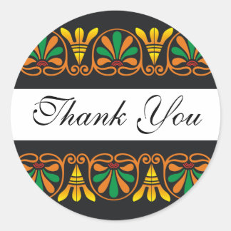 Elegant art deco pattern thank you classic round sticker