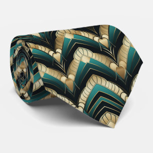 Elegant art deco pattern tiled neck tie
