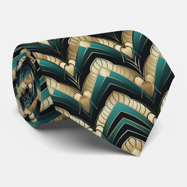 Elegant art deco pattern tiled  neck tie (Rolled)