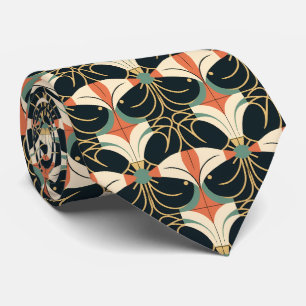 Elegant art deco pattern tiled neck tie