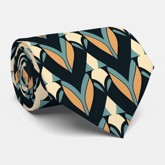 Elegant art deco pattern tiled  neck tie (Rolled)