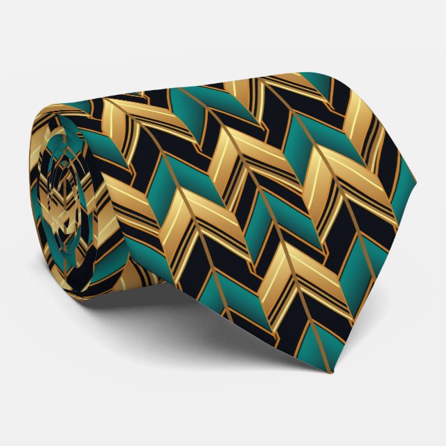 Elegant art deco pattern tiled neck tie (Rolled)