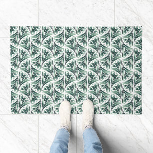Elegant Art Deco Pattern with Green Foliage Doormat