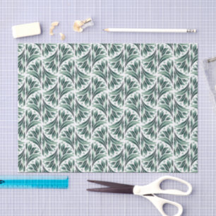 Elegant Art Deco Pattern with Green Foliage Tissue Paper