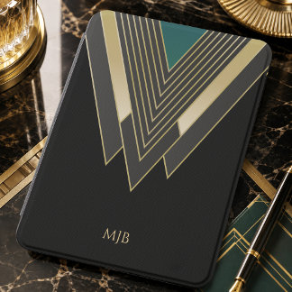Elegant Art Deco Pattern with Monogram Kindle Cover