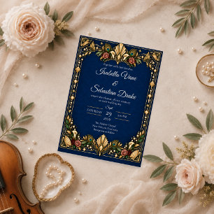 Elegant Art Deco Peacock Wedding Invitation