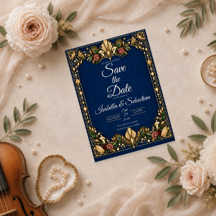 Elegant Art Deco Peacock Wedding Save The Date