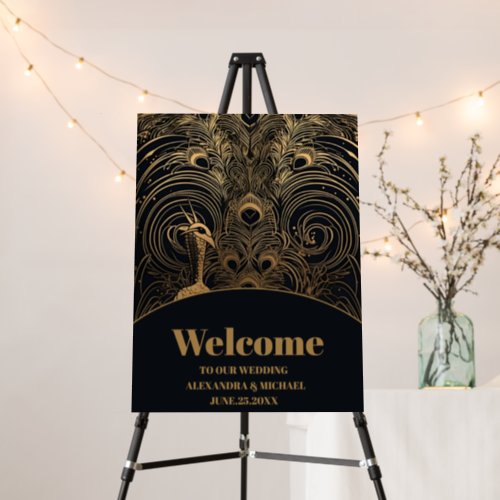 Elegant Art Deco Peacocks Wedding Foam Board