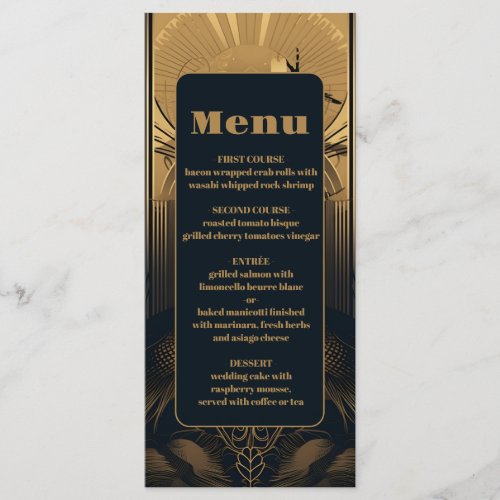 Elegant Art Deco Peacocks Wedding Menu