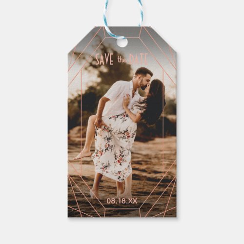 Elegant Art Deco  Photo Save the Date Gift Tags