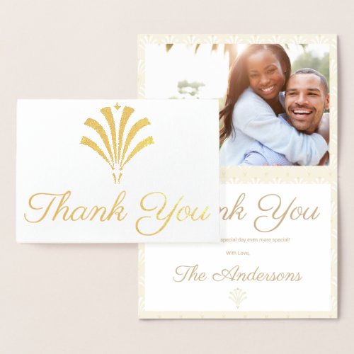 Elegant Art Deco Photo Thank You Foil Card