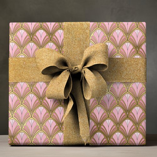 Elegant Art Deco Pink Gold Luxury Vintage Pattern Wrapping Paper