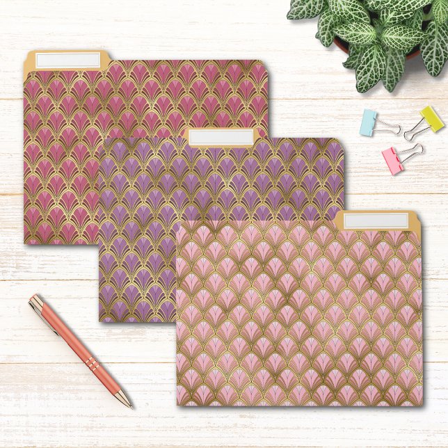 Elegant Art Deco Pink Purple Gold Pattern File Folder (Creator Uploaded)