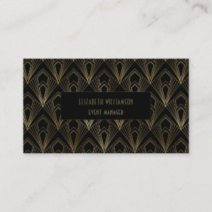 Elegant Art Deco Professional Black and Gold Business Card
