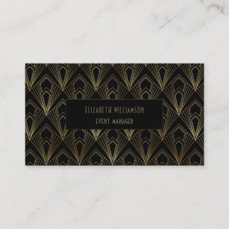 Elegant Art Deco Professional | Black and Gold Business Card
