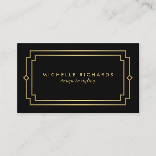 Elegant Art Deco Professional BlackGold Business Card