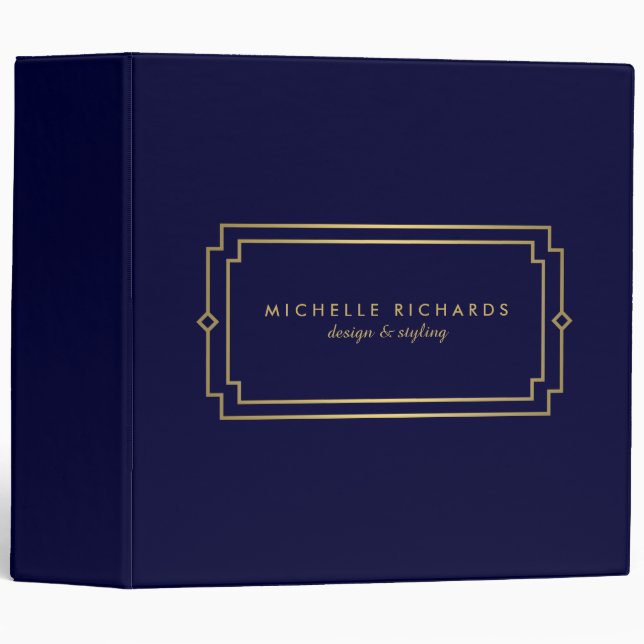 Elegant Art Deco Professional Navy/Gold Binder (Front/Spine)