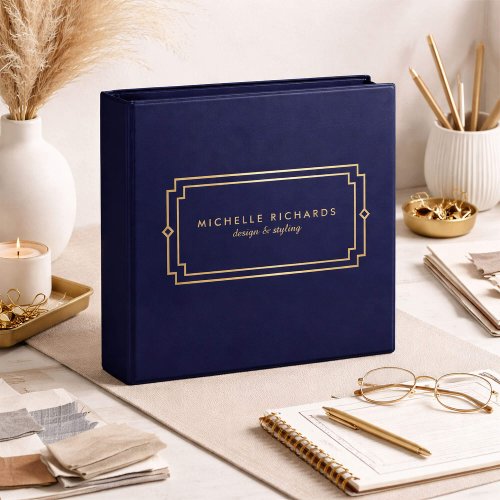 Elegant Art Deco Professional Navy/Gold Binder