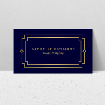 Elegant Art Deco Professional Navy/gold Business Card by 1201am at Zazzle