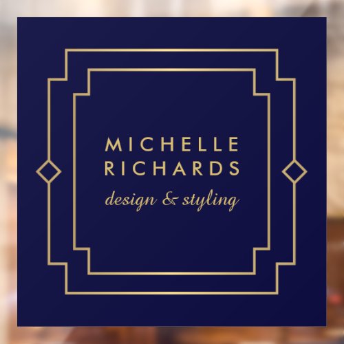 Elegant Art Deco Professional NavyGold Window Cling