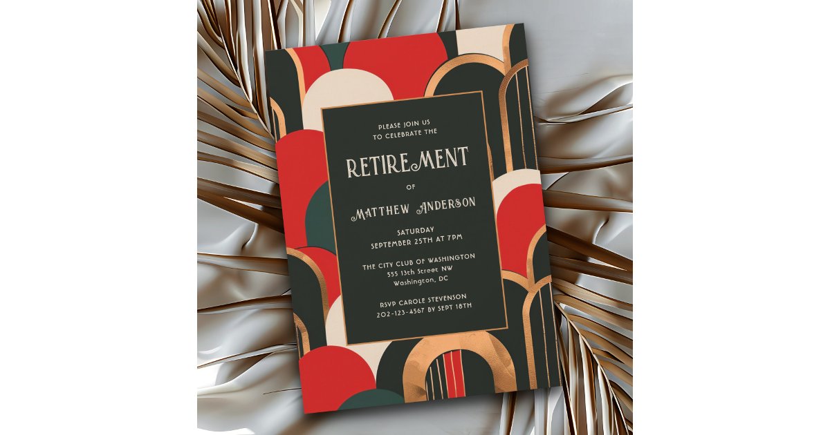 Elegant Art Deco Retirement Party or Dinner Invitation | Zazzle