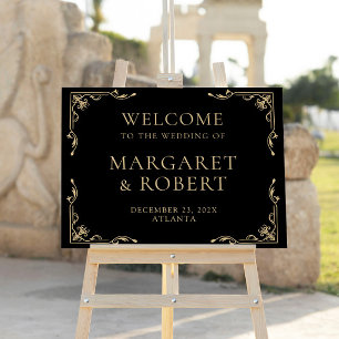 Elegant Art Deco Retro Wedding Welcome Sign