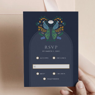 Elegant Art Deco RSVP Enclosure Card with Meals