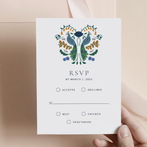 Elegant Art Deco RSVP Enclosure Card with Meals