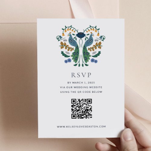 Elegant Art Deco RSVP Enclosure Card with QR Code