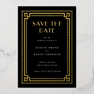 Elegant Art Deco Save the Date Card with border