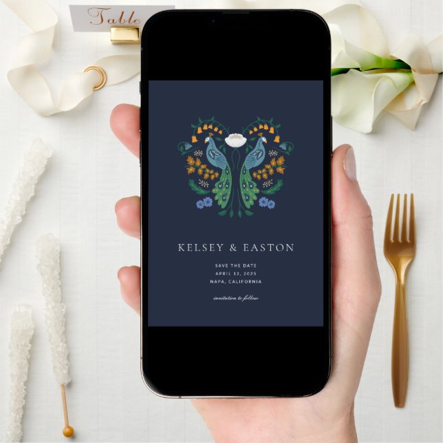 Elegant Art Deco Save the Date card with Photo (Front Digital)