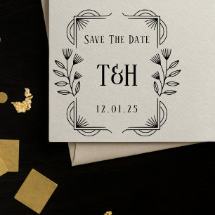 Elegant Art Deco Save The Date Monogram Self-inking Stamp