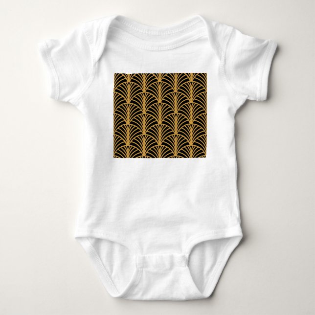 Elegant Art Deco, seamless golden ornament. Baby Bodysuit (Front)