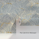 Elegant Art Deco Shell Blockprint Peel & Stick Wallpaper<br><div class="desc">Elevate your interior decor with this elegant Art Deco Shell Blockprint Peel & Stick wallpaper. This sophisticated design features an intricate pattern of overlapping shell motifs in soothing blue tones, accented with delicate faux gold lines that add a touch of luxury. The blockprint style imparts an artisanal, handcrafted feel, perfect...</div>