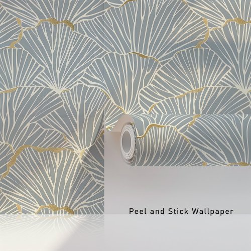 Elegant Art Deco Shell Blockprint Peel  Stick Wallpaper