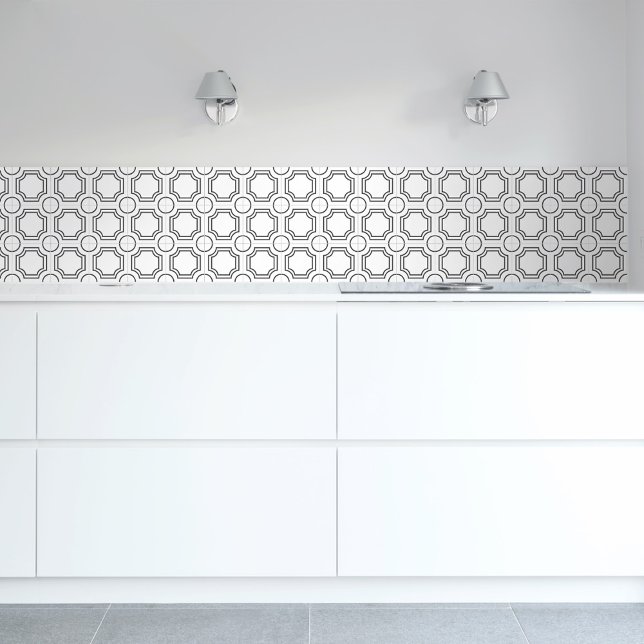 Elegant Art Deco Simple Geometric Black White Ceramic Tile (Creator Uploaded)